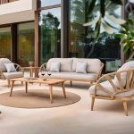Zeitgenössisches unbehandeltes Teakholz-Sofa - wasserfest für 3 Personen mit Kissen, 1 Stück, 3-Sitzer Sofa