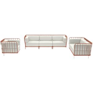 Weißes Schwammsofa für 1 Person mit abnehmbarem Kissenbezug und UV-beständig - Trendiger Stil - 1 Stück, Rot, Mittelgroßes Sofa