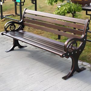 Einfacher Stil Antik Messing Metall Patio Bank mit geschwungener Armlehne und Rücken, 59.1"L x 15.7"B x 39.4"H