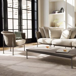 Weißes Sofa mit Schaumstofffüllung und Kissen, UV-beständig für 1 Person, trendiger Stil und Sitzauflage, Mittelsofa
