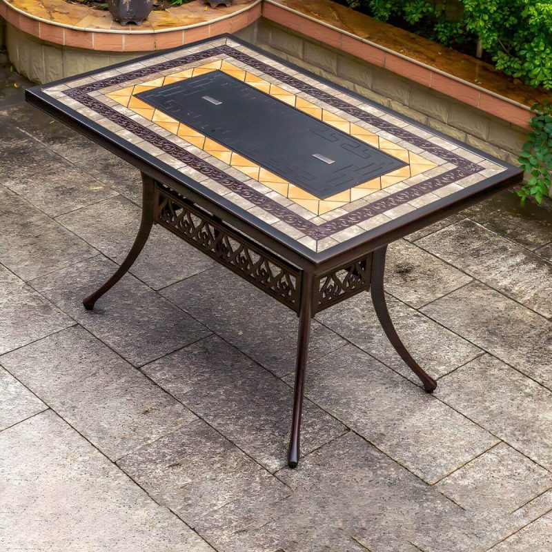 Industrieller Outdoor-Esstisch Aluminium feuerfest Patio Tisch - Nur Tisch 47,2"L x 31,5"B x 29,5"H
