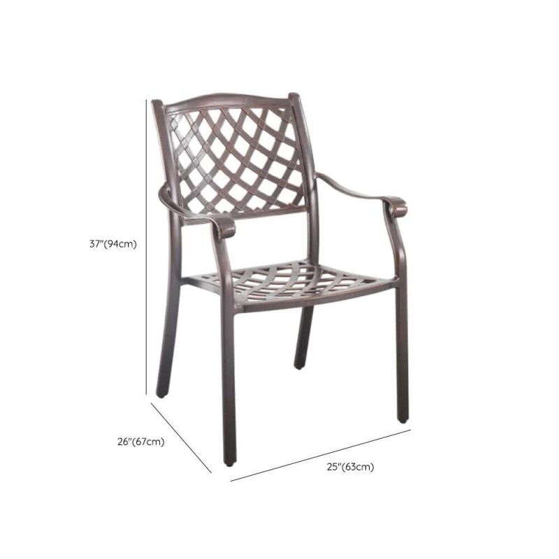 Dimension of Gunmetal Iron Patio Arm Chair, Stackable, Minimalist Style, 1 Chair, 25"L x 26"W x 37"H
