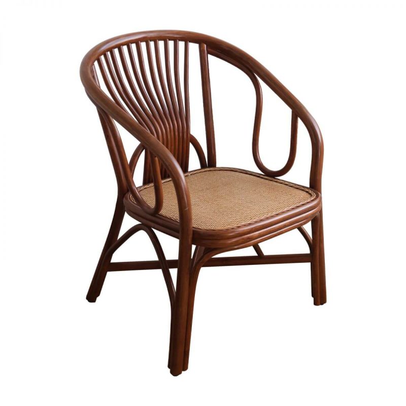 Kakaobasis Rattan geflochtener Outdoor Armlehnenstuhl im modernen Stil, 1 Stuhl, Braun