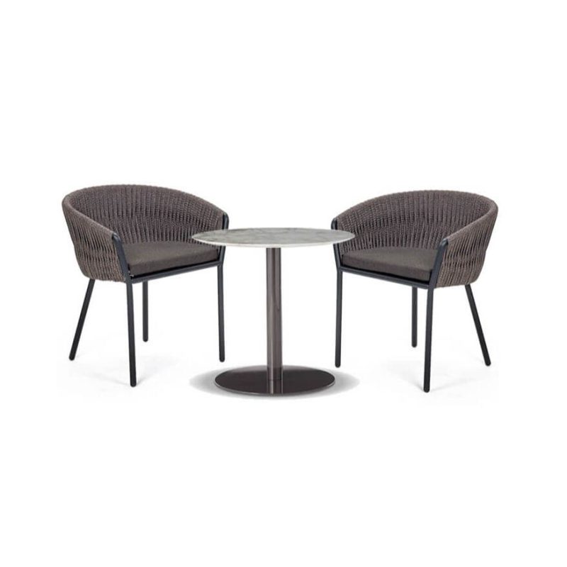 Zeitgenössischer grauer synthetischer Outdoor-Armstuhl, wasserdicht mit Kissen, 1 Stuhl, Grau