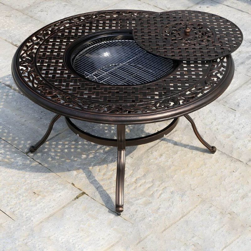 Industrieller Outdoor-Esstisch Aluminium feuerfest Patio Tisch - Nur Tisch 47,2"L x 47,2"B x 28,3"H