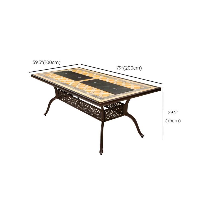 Dimension of Industrial Outdoor Dining Table Aluminum Fire Resistant Patio Table - Table Only 78.7"L x 39.4"W x 29.5"H