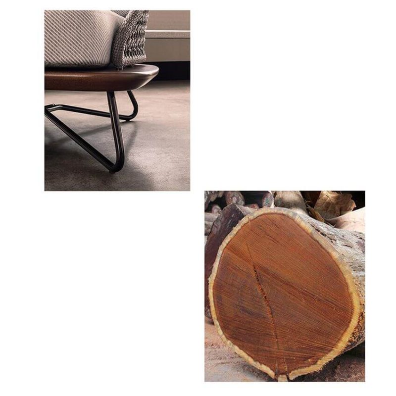 Patio Sofa Sitzgruppe für 5, 4-teilig, 100% Baumwolle Sepia Bezug, Schwarzer Rahmen mit Sofa und Grauen Kissen, 4-teiliges Set (2 Stühle & 1 3-Personen-Sofa & 1 Couchtisch)