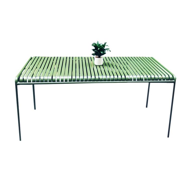 Metall Grün Zeitgenössischer Kaffeetisch Wasserdichter Terrassentisch - 63"L x 31,5"B x 29,5"H Nur Tisch