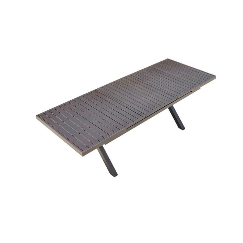 Erweiterbarer simplistischer rechteckiger schwarzer Metall-Patio-Esstisch, nur Tisch, 94"L x 35"B x 30"H