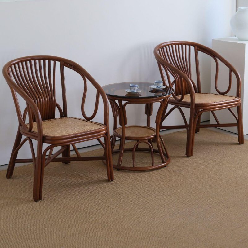 Brauner Rattan Outdoor Armlehnenstuhl im modernen einfachen Stil, 1 Stuhl, Dunkler Kaffee