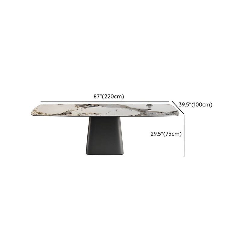 Dimension of Modern Rectangle Outdoor Patio Table Stone Top and Steel Frame Dining Table - 86.6"L x 39.4"W x 29.5"H Table Only