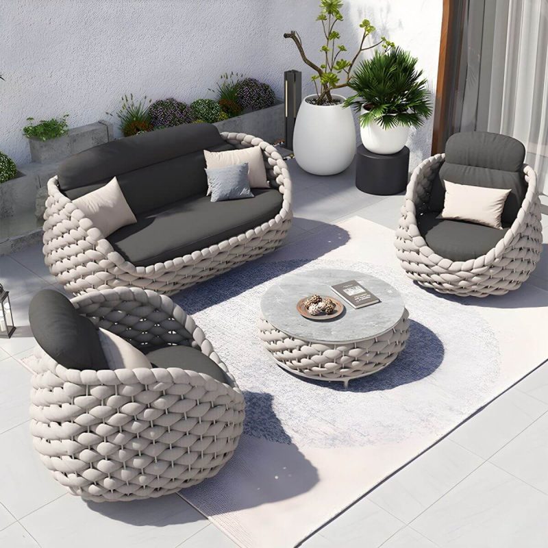 13,77" Hoher Stein-Couchtisch Zeitgenössischer Brauner Tisch mit Metallrahmen - 28"L x 28"B x 14"H Nur Tisch