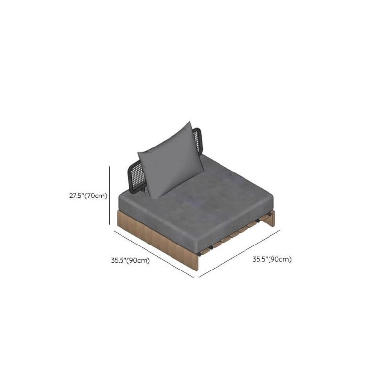Dimension of Modular Gray Sofa with Sponge Upholstery, Pillow, UV Resistant for 1, Trendy Style, 1-Seater Sofa