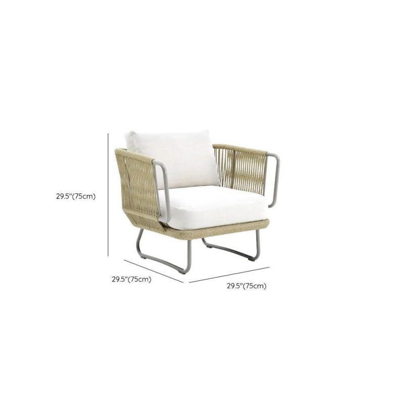 Dimension of White Sofa with Sponge Upholstery, UV Resistant for 1, Trendy Style, Cushion Included, 1 Piece, 1-Seater Sofa