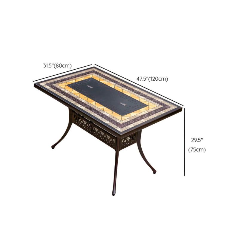 Dimension of Industrial Outdoor Dining Table Aluminum Fire Resistant Patio Table - Table Only 47.2"L x 31.5"W x 29.5"H