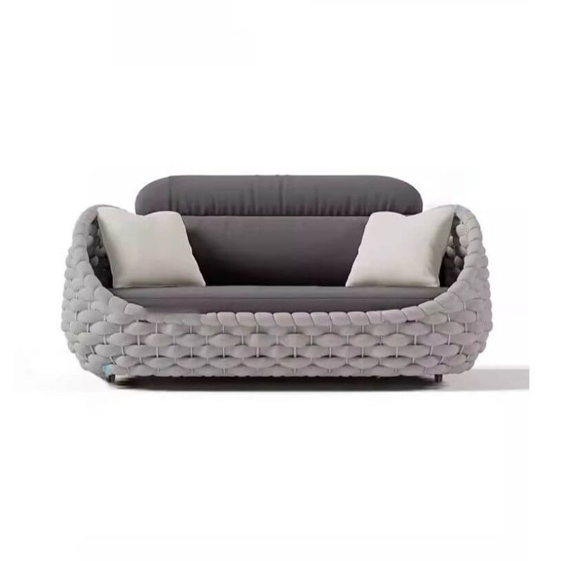 Trendy Black Alloy Sofa, wasserdicht für 3 Personen mit Kissen und Polster, 3-Sitzer Sofa