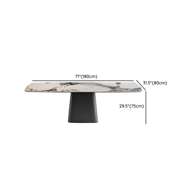Dimension of Modern Rectangle Outdoor Patio Table Stone Top and Steel Frame Dining Table - 70.9"L x 31.5"W x 29.5"H Table Only