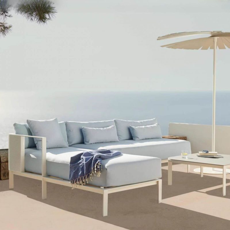 Einfache wasserabweisende Synthetik-Doppelsitzsofa für 2 mit Loveseat und taubengrahem Metallrahmen, 2-Sitzer Sofa