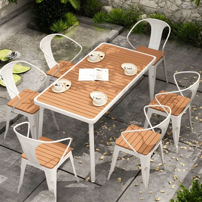 Industrieller Unfertiger Esstischset Metall UV-beständiges Esstischset - 47,2"L x 23,6"B x 29,5"H Schwarzer Tisch nur