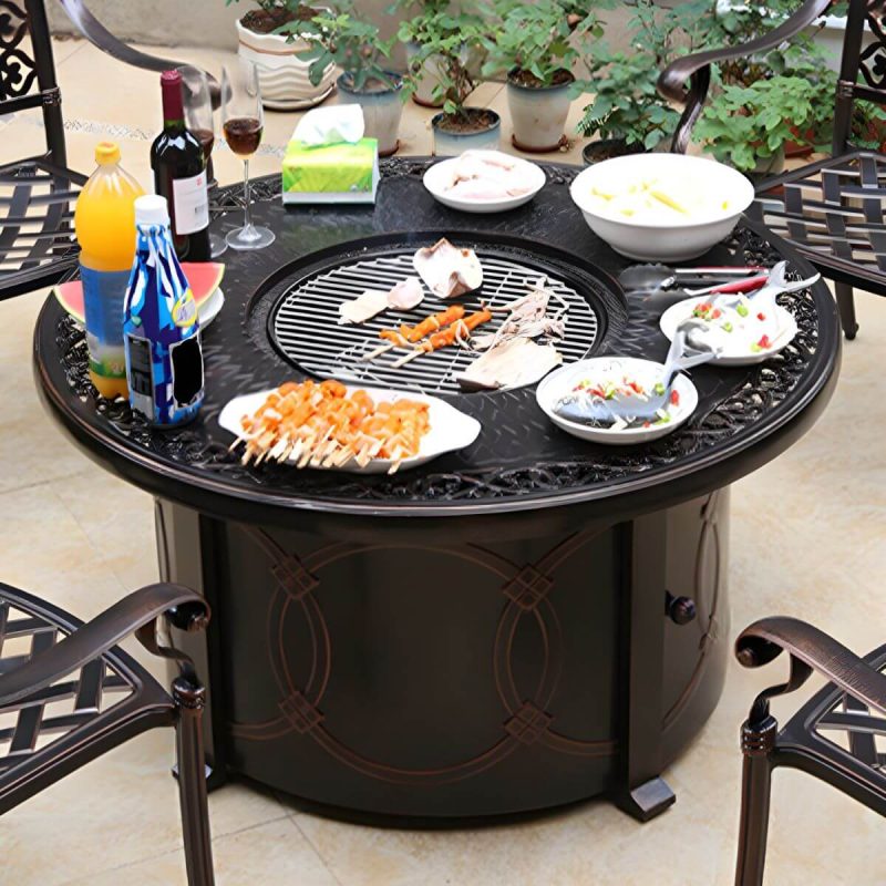 Industrieller Outdoor-Esstisch Aluminium feuerfest Patio Tisch - Nur Tisch 43,3"L x 43,3"B x 23,6"H
