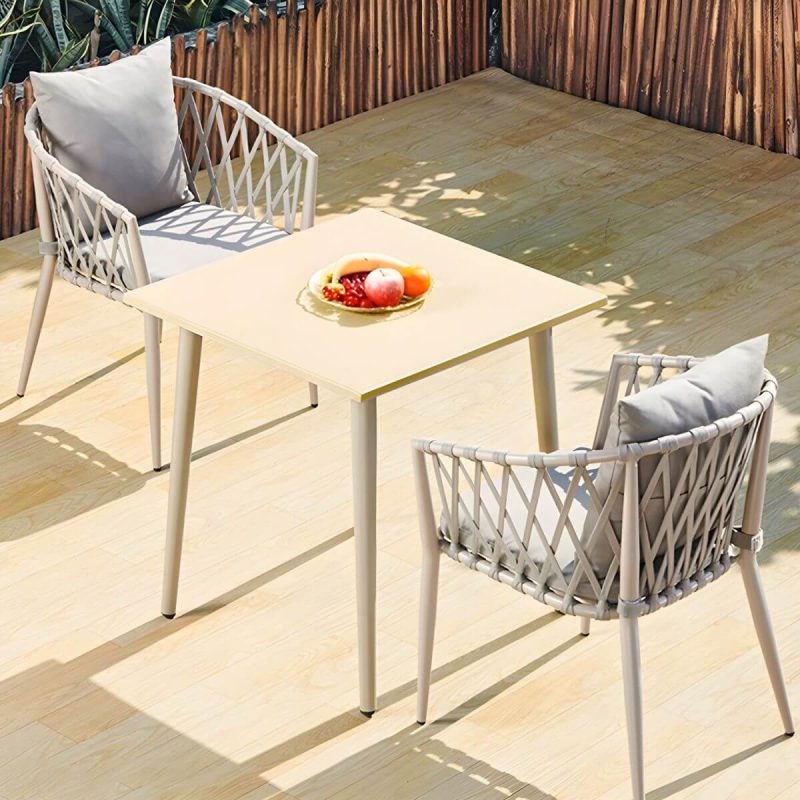 Metallischer tropischer Stil Gartenstuhl Armlehne Antik-Finish mit Kissen - 2-teiliges Set