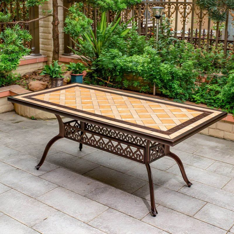 Industrieller Outdoor-Esstisch Aluminium feuerfest Patio Tisch - Nur Tisch 73"L x 39"B x 29"H