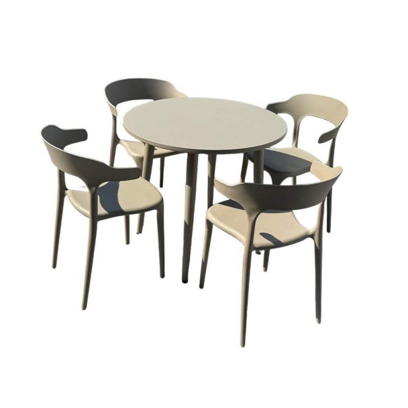Ecru Polymerized Material Outdoor Armlehnenstühle, 2 Stühle, stapelbar, trendiger Stil, 2-teiliges Set, 16"L x 17"B x 30"H