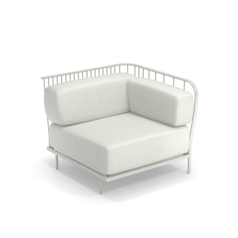 Weißes Schwammsofa für 1 Person mit abnehmbarem Kissenbezug und UV-beständig - Trendiger Stil - 1 Stück, Weiß, Ecksofa