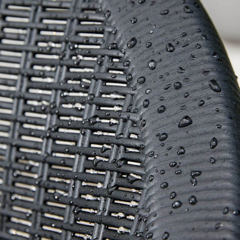 Outdoor-Esstischset mit Polymer-Verbundsitz, wetterfestes Midnight Black 5-teiliges Tisch- und Stuhlset, einfacher Stil, 35,4"L x 35,4"B x 28,3"H, Tisch & 4 Stühle