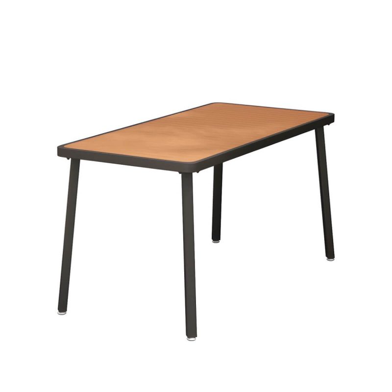 Industrieller Unfertiger Esstischset Metall UV-beständiges Esstischset - 55,1"L x 27,6"B x 29,5"H Schwarzer Tisch nur