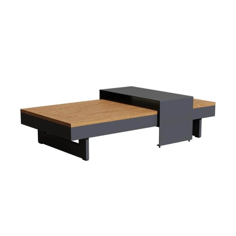 Graues Metall-Patio-Set, gepolstert mit abnehmbaren weißen Baumwollkissen - Couchtisch