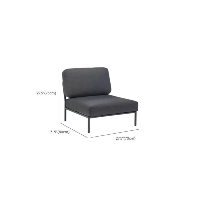 Dimension of Sofa with Removable Cushion, Dark Gray Upholstery, Sponge Fill, UV Resistant for 1, Trendy Style - 1 Piece, Midposition Chair