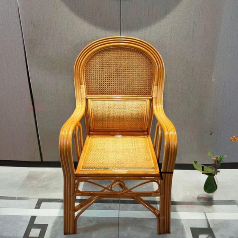 Gelber Rattan-Außenarmstuhl, lässiger Stil, 1 Stuhl, gelb