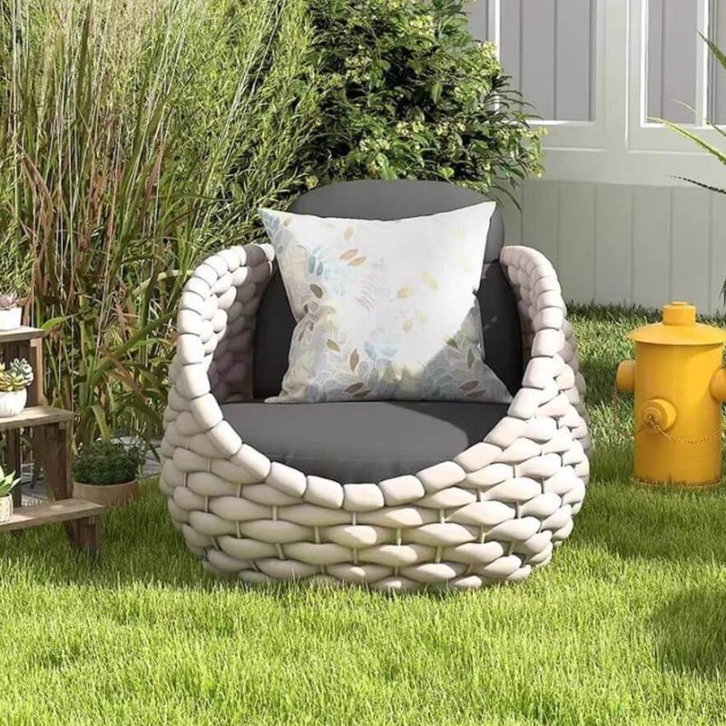 Trendy Black Alloy Sofa, wasserdicht für 1 Person mit Kissen und Polster, Einzelner Akzentstuhl