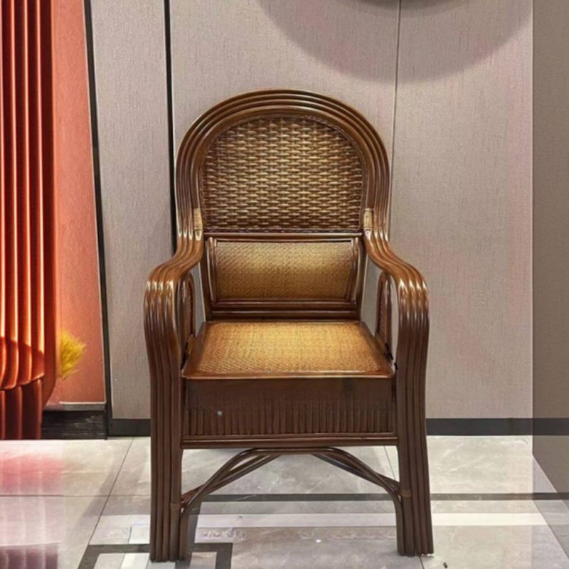 Außenarmstuhl mit Rattanrahmen in Kakao, lässiger Stil, 1 Stuhl, Kaffee
