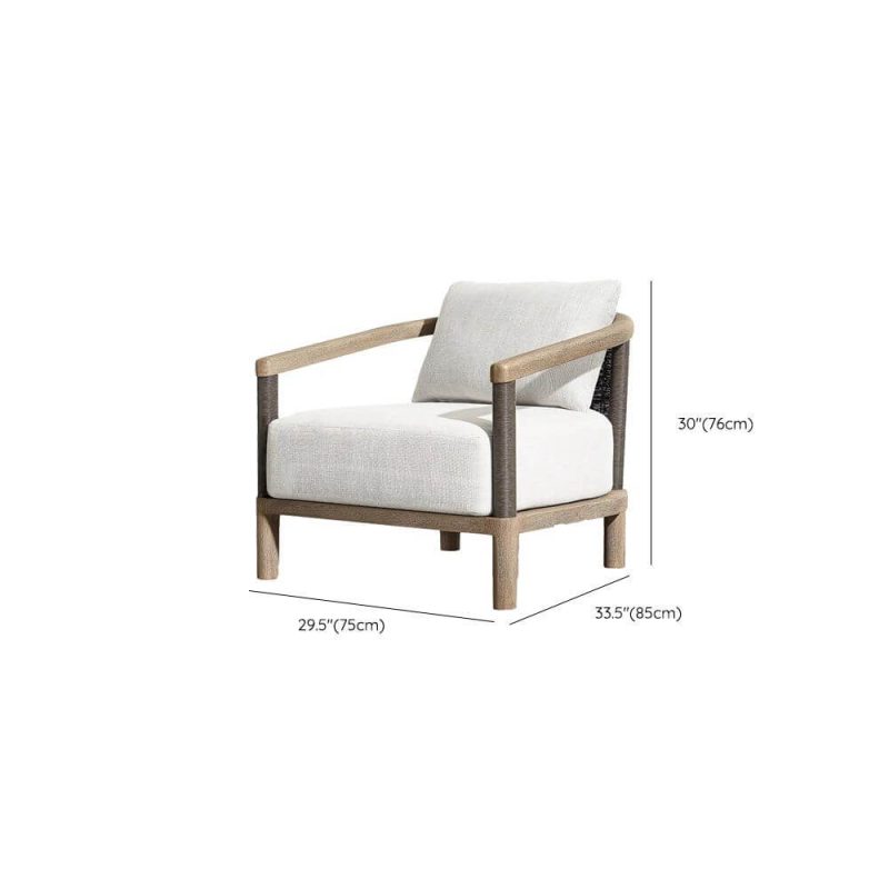 Dimension of Sofa with Removable Cushion, White Upholstery, Sponge Fill, UV Resistant for 1, Trendy Style - 1 Piece, 1-Seater Sofa