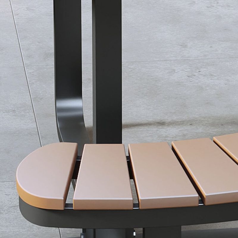 Natürliche Farbe Patio-Esstisch mit Metallrahmen, runder Tischplatte und einfachem Stil, 63"L x 63"B x 29,5"H, Schwarz/Natur