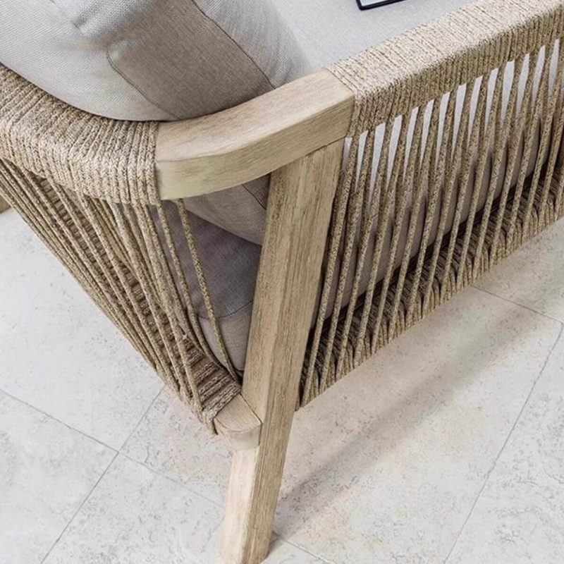 Trendiges holzfarbenes Sofa/Loveseat für 3 Personen/für 2/für 1, 1 Stück, wasserdicht mit Kissen und Polster - Holz 3-Sitzer Sofa