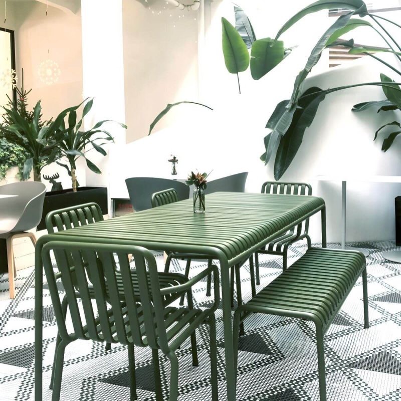 Metall Grün Zeitgenössischer Kaffeetisch Wasserdichter Terrassentisch - 27,6"L x 27,6"B x 29,5"H Nur Tisch