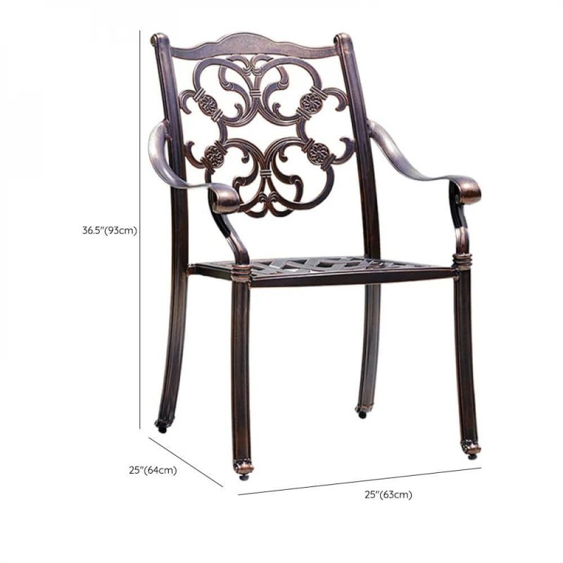 Dimension of Gunmetal Iron Patio Arm Chair, Stackable, Minimalist Style, 1 Chair, 25"L x 25"W x 37"H