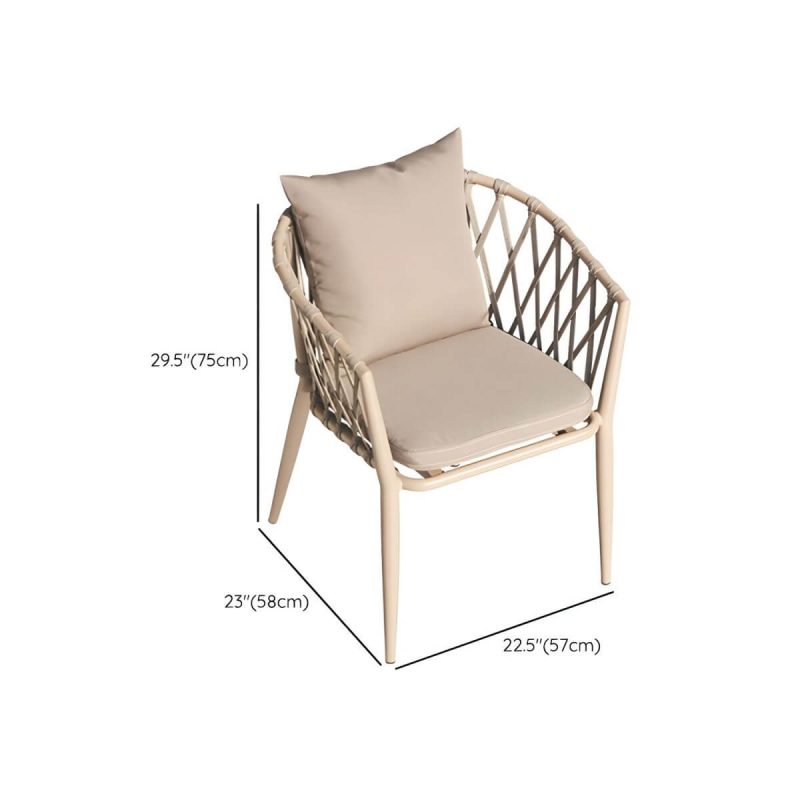 Dimension of Metallic Tropical Style Patio Chair Armrest Antique Finish with Cushions - 2 Piece Set