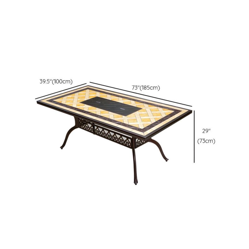 Dimension of Industrial Outdoor Dining Table Aluminum Fire Resistant Patio Table - Table Only 73"L x 39"W x 29"H