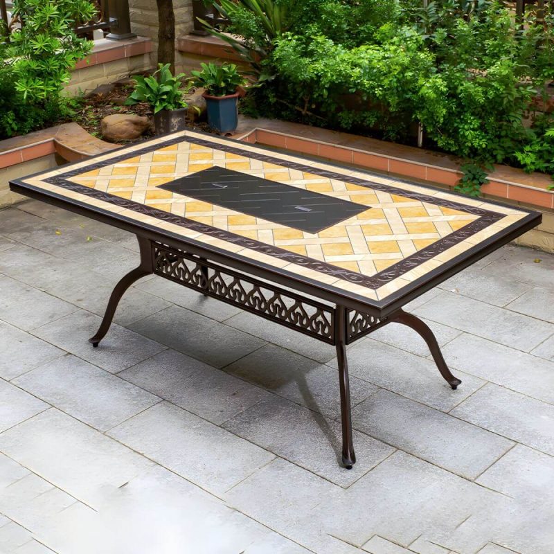 Industrieller Outdoor-Esstisch Aluminium feuerfest Patio Tisch - Nur Tisch 73"L x 39"B x 29"H