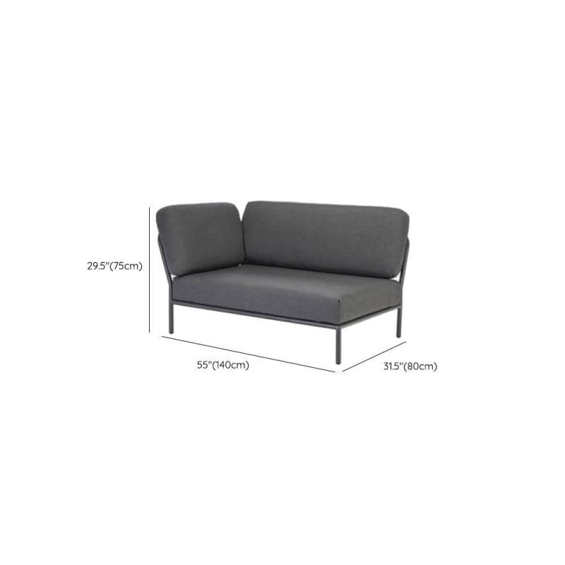 Dimension of Loveseat with Removable Cushion, Dark Gray Upholstery, Sponge Fill for 2, UV Resistant, Trendy Style - 1 Piece, Right Corner Loveseats