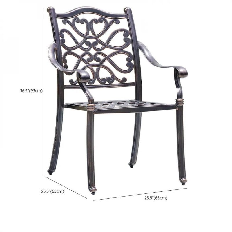 Dimension of Gunmetal Iron Patio Arm Chair, Stackable, Minimalist Style, 1 Chair, 26"L x 26"W x 37"H