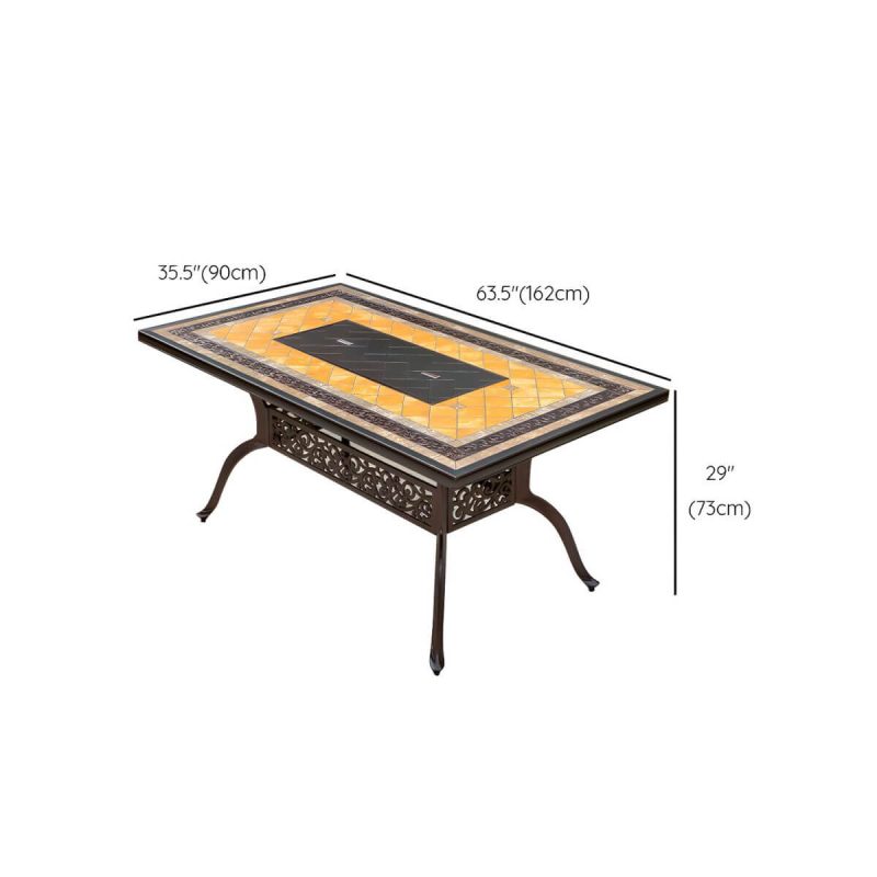 Dimension of Industrial Outdoor Dining Table Aluminum Fire Resistant Patio Table - Table Only 64"L x 35"W x 29"H