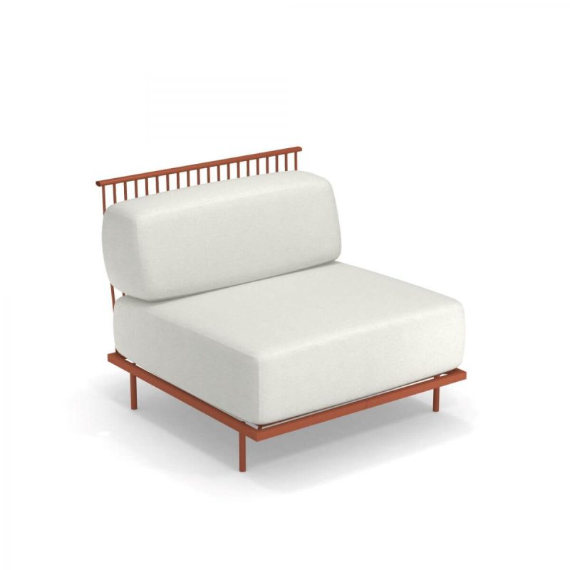 Weißes Schwammsofa für 1 Person mit abnehmbarem Kissenbezug und UV-beständig - Trendiger Stil - 1 Stück, Rot, Mittelgroßes Sofa