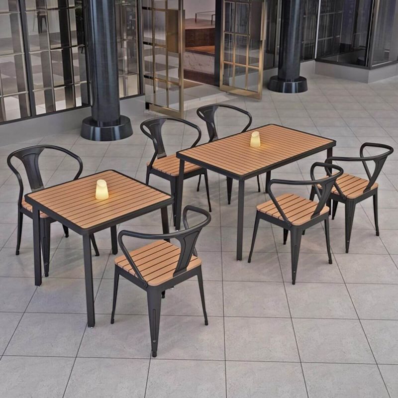 Outdoor-Esstischgarnitur mit Legierungsrahmen, wetterfeste braune 5-teilige Tisch- und Stuhlgarnitur, einfacher Stil, 55,1"L x 27,6"B x 29,5"H, Tisch & 4 Stühle