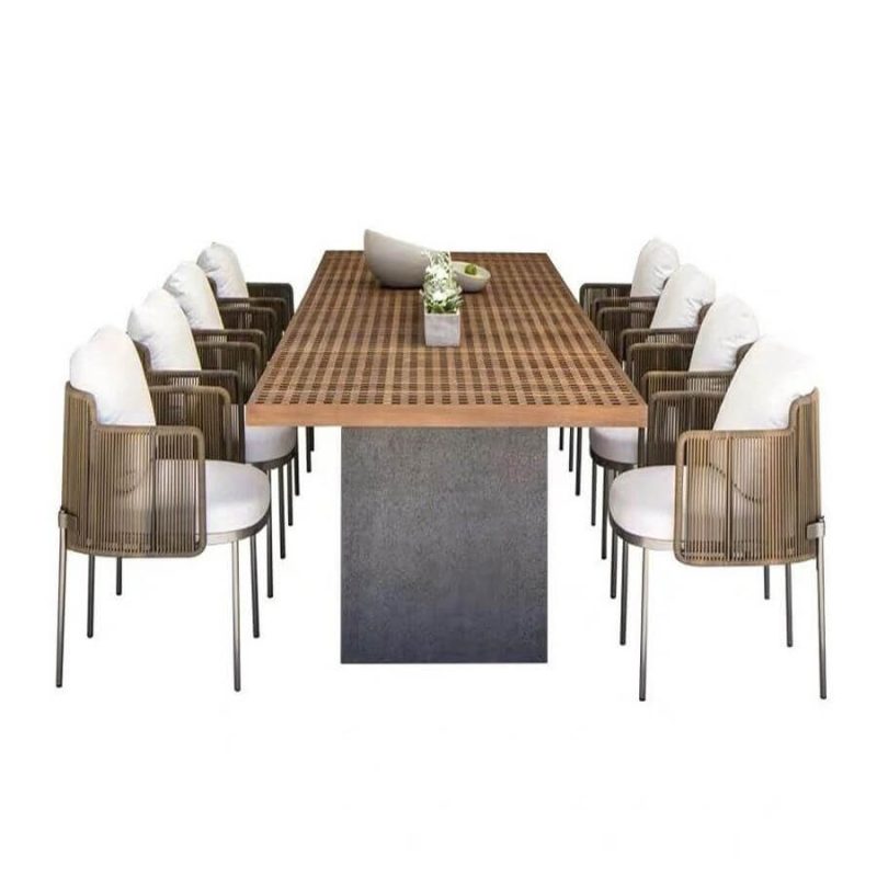 Polstermöbel-Set mit pilzresistentem 9-teiligem Outdoor-Esstischset, 118"L x 35"B x 29"H, Tisch & 8 Stühle
