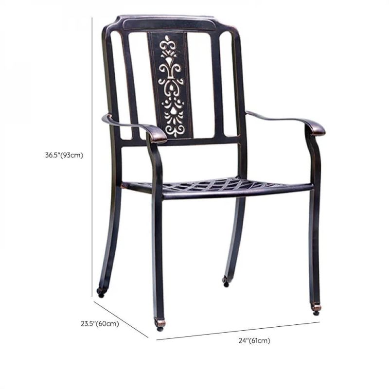 Dimension of Gunmetal Iron Patio Arm Chair, Stackable, Minimalist Style, 1 Chair, 24"L x 24"W x 37"H